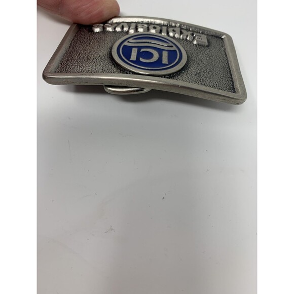 Vintage TL&B ICI Explosives Belt Buckle Metal Blue Logo Collectible Industrial - Picture 6 of 10